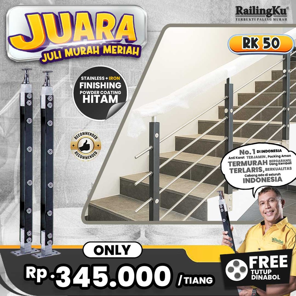 Jual Railing Tangga Stainless Industrial Tiang Railingku [JUARA] RK 50 ...