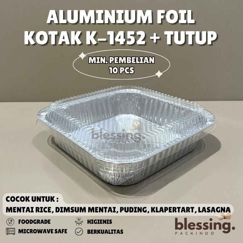 Jual Bisa Cod Aluminium Foil Kotak Besar + Tutup K-1452 Tempat Mentai ...