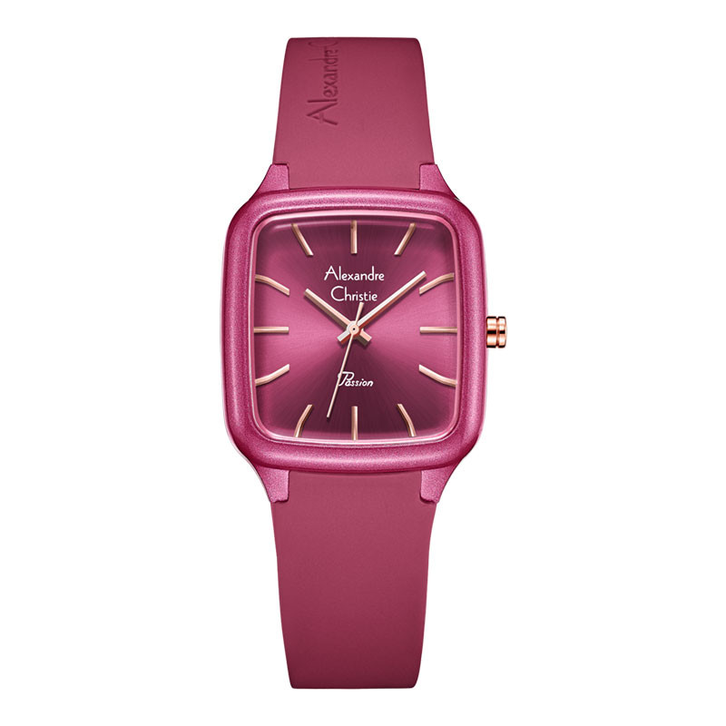 Jam Tangan Wanita Alexandre Christie Passion AC 2A08 LH RRGDR Ladies Red Dial Red Rubber Strap