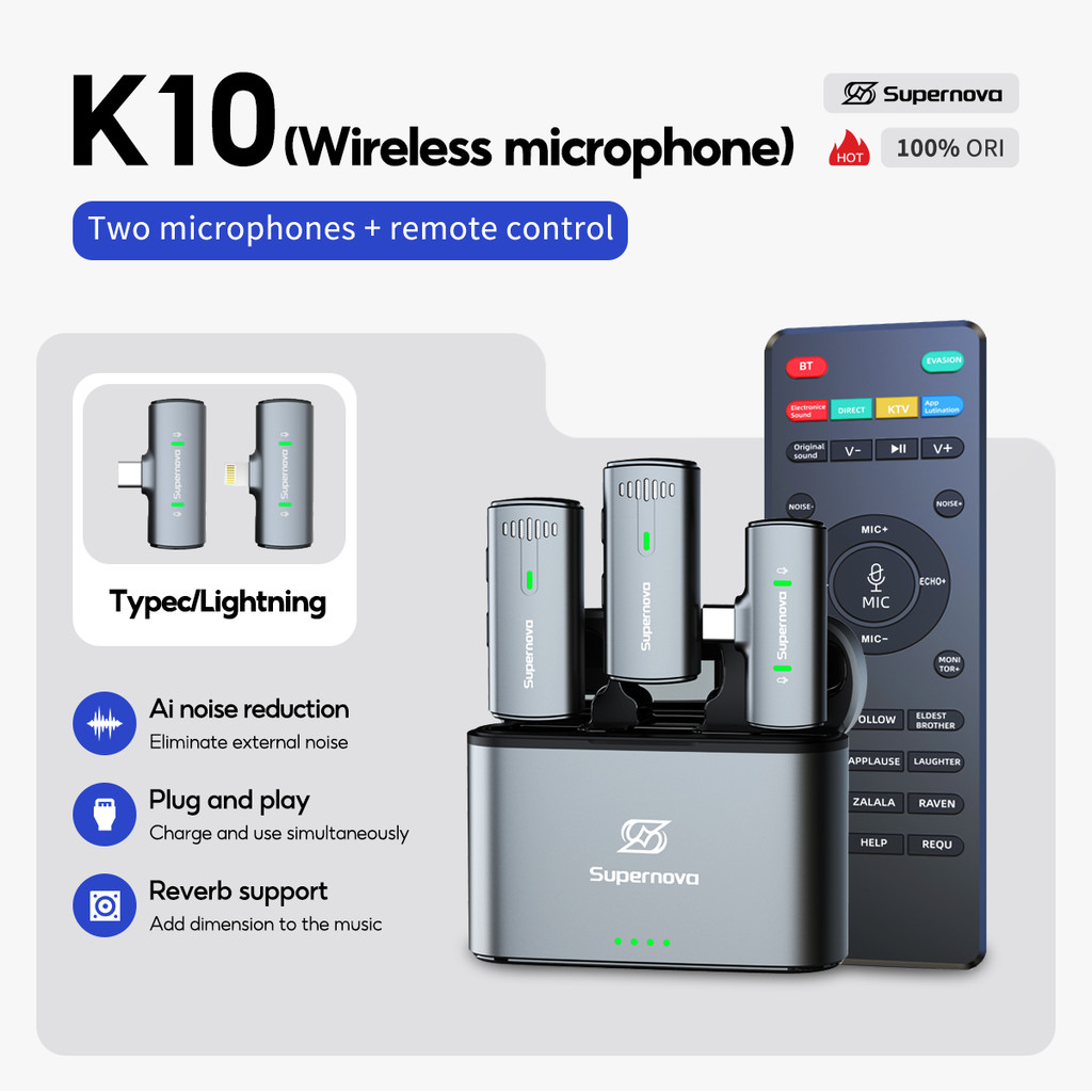 Jual Supernova Wireless Dual Lavalier Microphone Plug & Play Lapel Mic ...