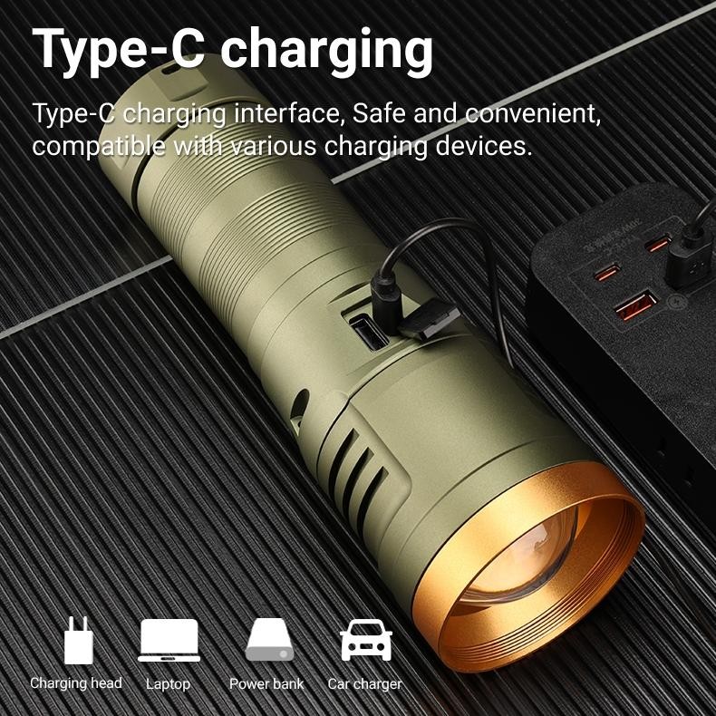Jual H2S Mostmax Senter Powerfull LED Laser 150w Zoom In Out 32000mAh ...