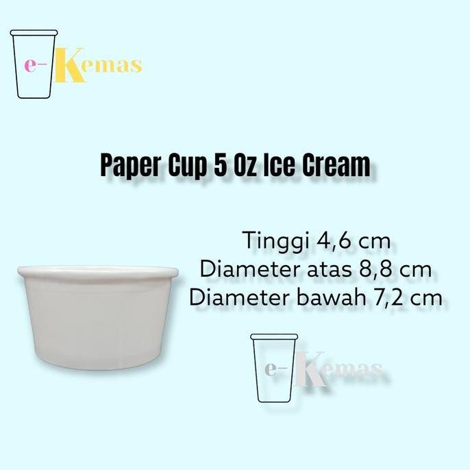 Jual Gelas Kertas / Papercup Es Krim / Paper Cup Ice Cream 5 Oz Polos ...