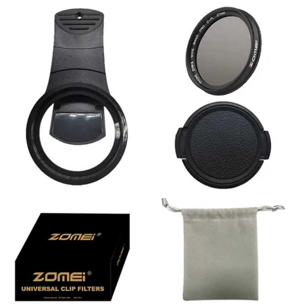 FocusFoto 37mm Ultra Slim CPL Filter With Phone Clip For Mobile Phone Camera Lens Circular Polarizing Filter