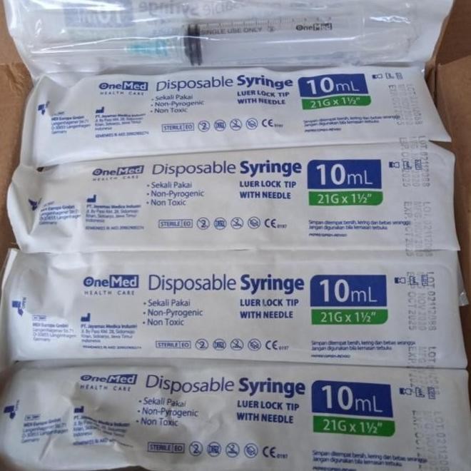 Jual Spuit 10cc Needle 21G / Syringe10ml OneMed | Shopee Indonesia