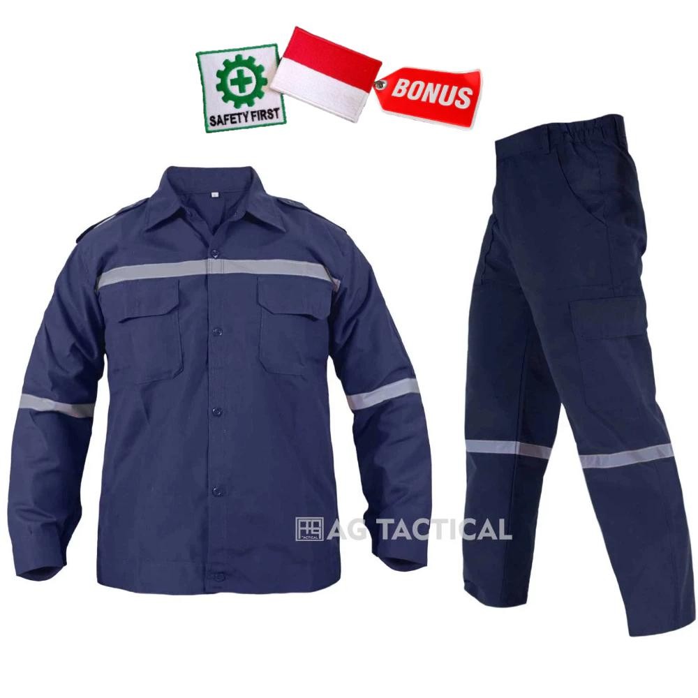 Jual Baju kerja proyek / Seragam kerja lapangan / kemeja safety lengan ...