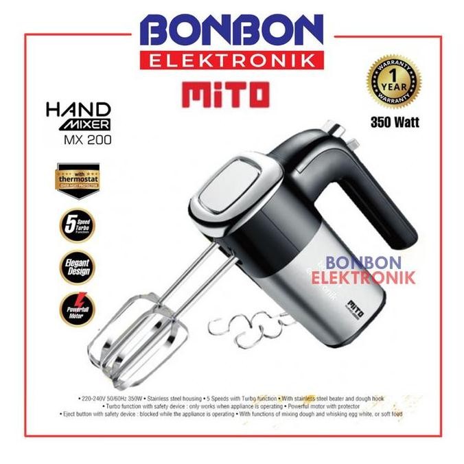 Jual MITO Hand Mixer MX-200 5 Kecepatan Pengaduk Adonan Kue Roti ...