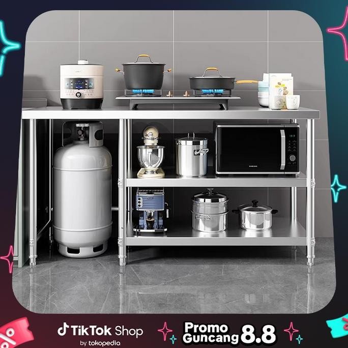 Jual Meja Kompor Stainless Steel Meja Kompor 2 Tungku Rak Dapur ...