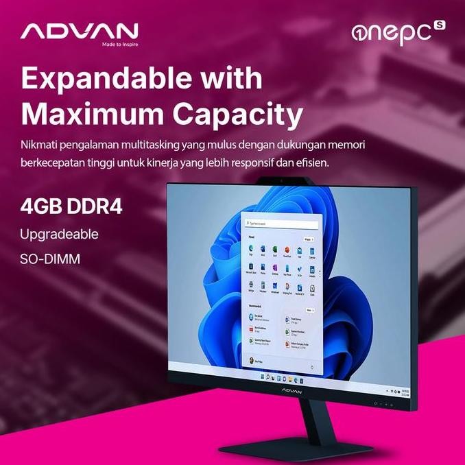 Jual Pc Aio Advan One Pc S - N100 / 4Gb Ddr4 / 128 Gb Ssd / 24