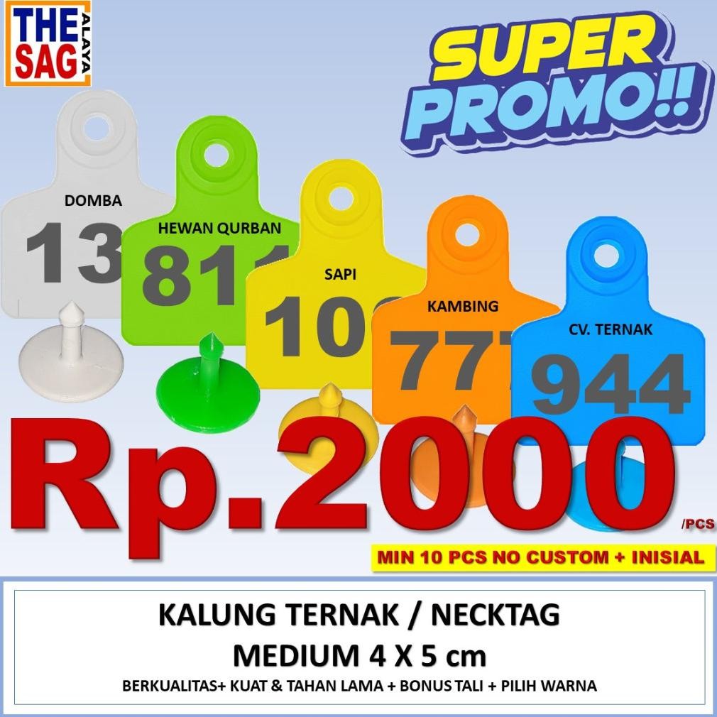 Jual EARTAG 4X5cm CUSTOM NO + INISIAL (PAKET 10 PCS) EAR TAG ANTING ...