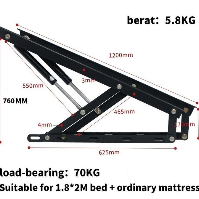 Jual 2Pcs Engsel Ranjang Lipat Hidrolik 110/120Cm Engsel Lipat Tempat ...