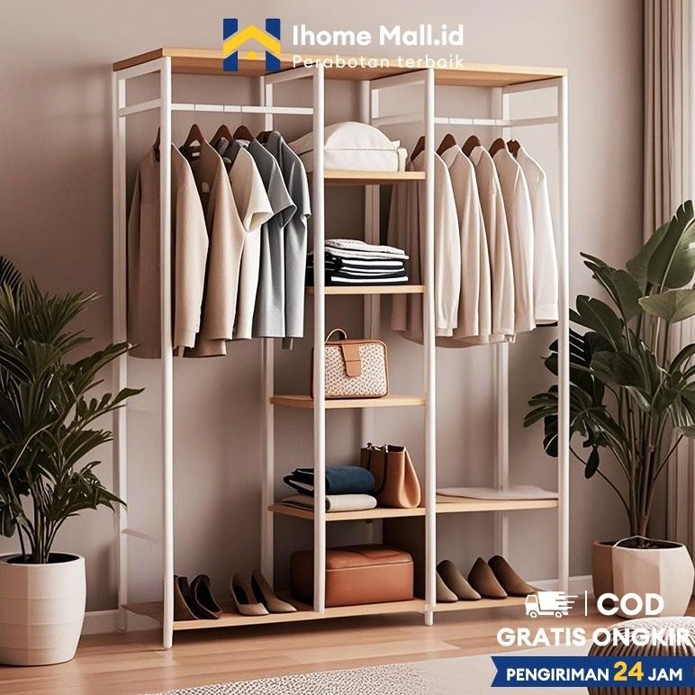 Jual Rak Gantungan Baju Kayu Stand Hanger Kotak Serbaguna Rak Gantungan ...
