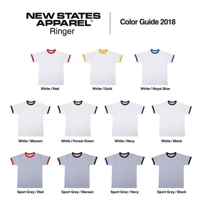 Jual Kaos Polos Ringer Tee New States Apparel NSA - Premium 7250 ...