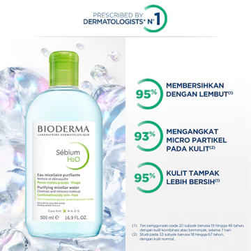 Bioderma Sebium H2O 500 Ml Micellar Water Untuk Kulit Kombinasi Berminyak Berjerawat