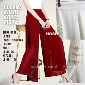 Celana Kulot Korea Celana Panjang Sifon Wanita Gaya Korea Cantik Dan Elegan Vista NOSHFashion