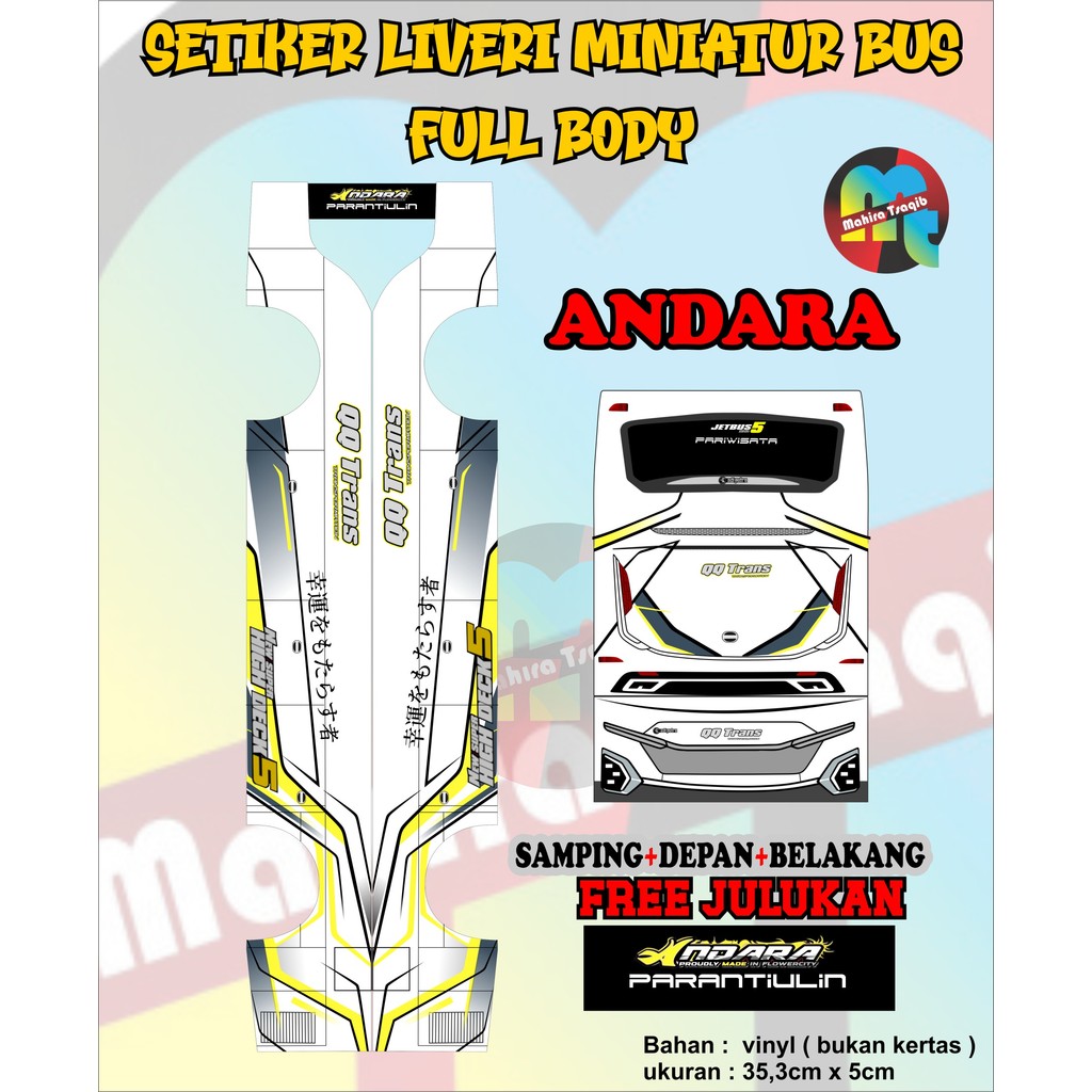 Jual BARU FREE JULUKAN STIKER LIVERY MINIATUR BUS FULL BODY KANAN KIRI ...