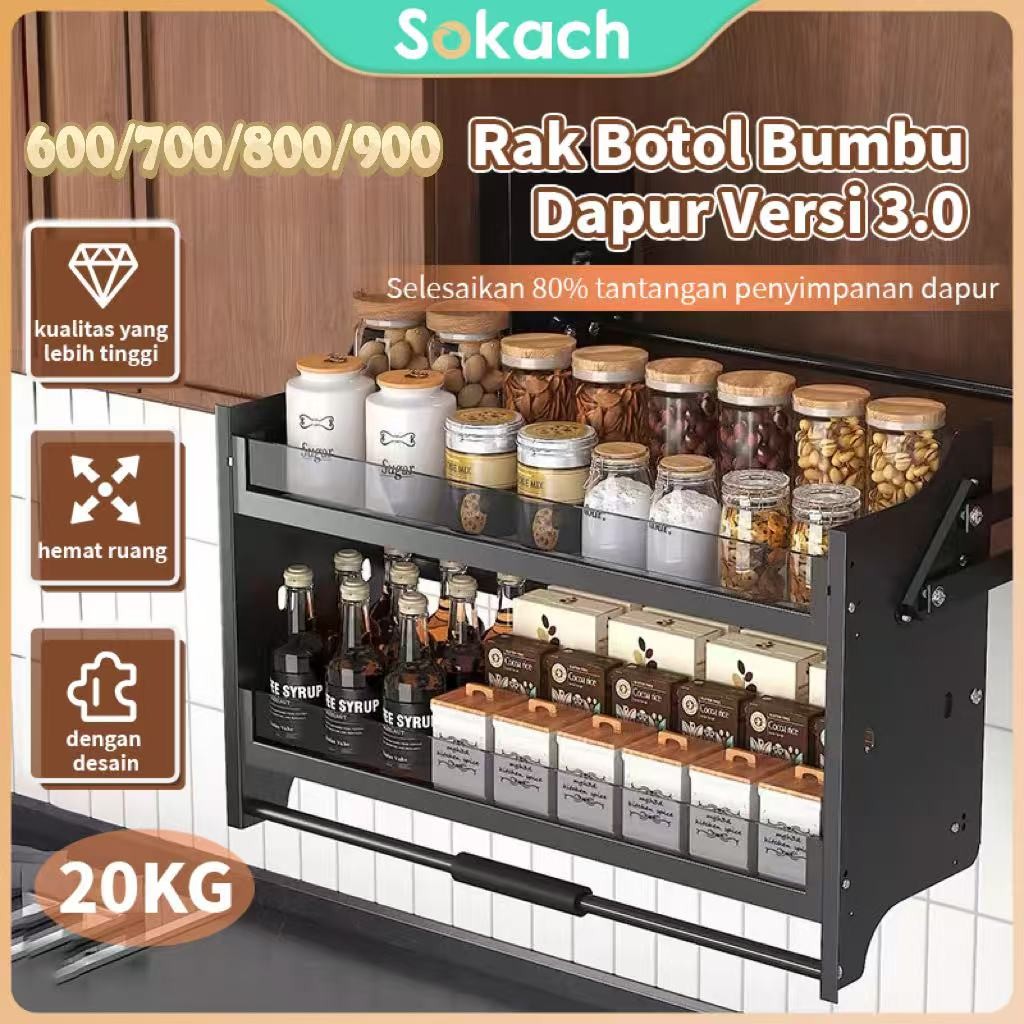 Jual ⚡2 Susun⚡Rak Piring Lift Tarik Keranjang Lift-Down Keranjang Dapur ...