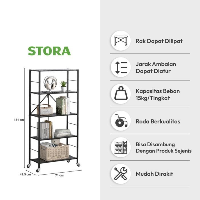 Jual Azko Stora Rak Troli Lipat 5 Tingkat Adjustable Organizer ...