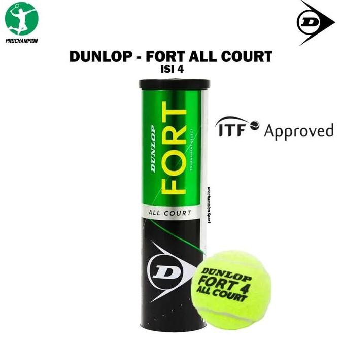 Dunlop Fort All Court Balles De Tennis Dunlop Fort - Tube De 4 - Pour Compétition Et Loisir - Excellente Durabilité Balles Tennis Dunlop