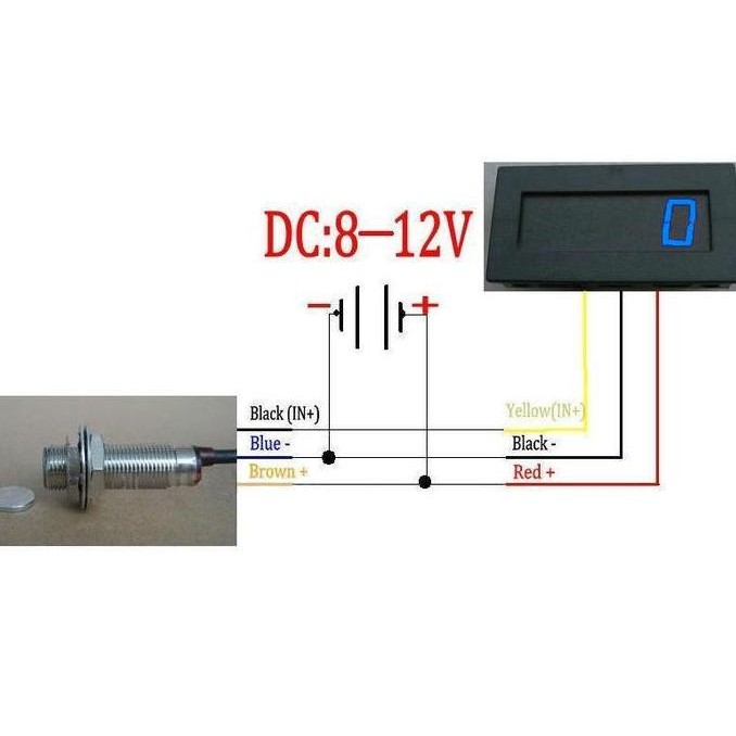 Jual Blue Led Rpm Tachometer Speed Meter + Hall Proximity Sensor Npn ...