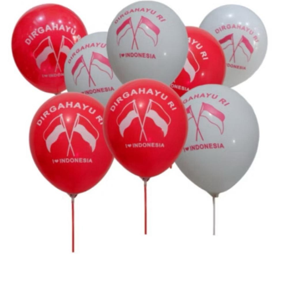 Jual Pk32 [4D] 100Pcs Balon Merah Putih Dan Bando Voil Bendera Merah ...