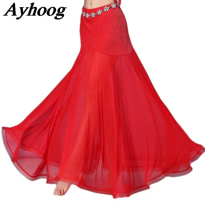 Jual Adult Belly Dance Practice Costume Sexy Mesh Mermaid Skirt Women ...