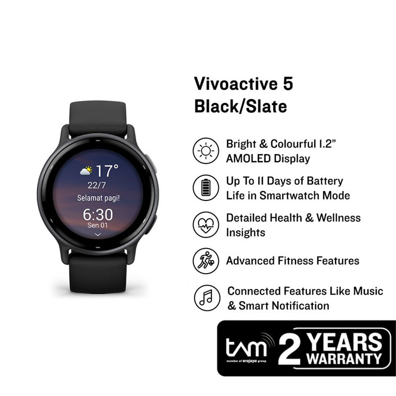 Jual Jam Tangan Unisex Garmin Vivoactive 5 010-02862-5A Smartwatch ...