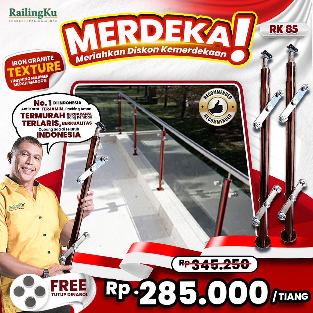 Jual Railing Tangga Stainless Maroon Marble Texture Railingku [MERDEKA ...