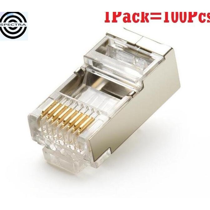 Jual terbaru spectra konektor rj45 ftp stp cat5e 100 pcs rj45 metal ...