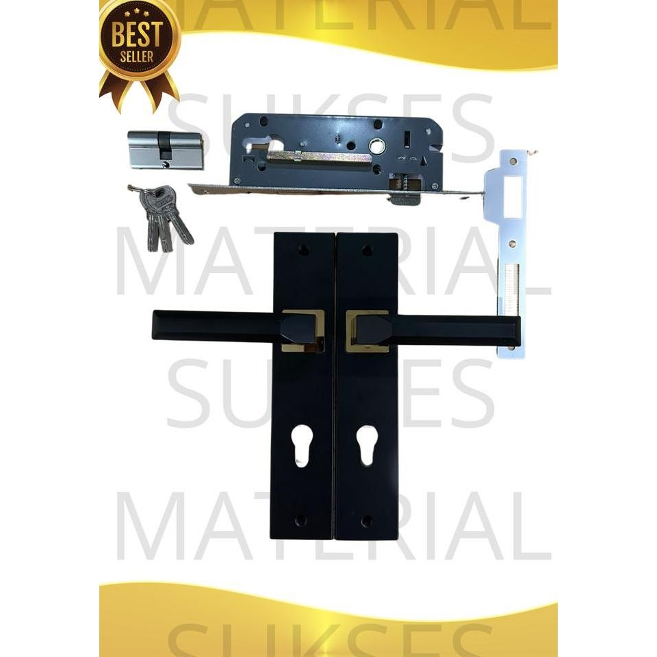 Jual Kunci Pintu Handle Ats Pro Hitam / Kunci Pintu Set Gagang Pintu ...