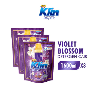 Soklin Deterjen Cair Violet Pouch 1600 ml x3