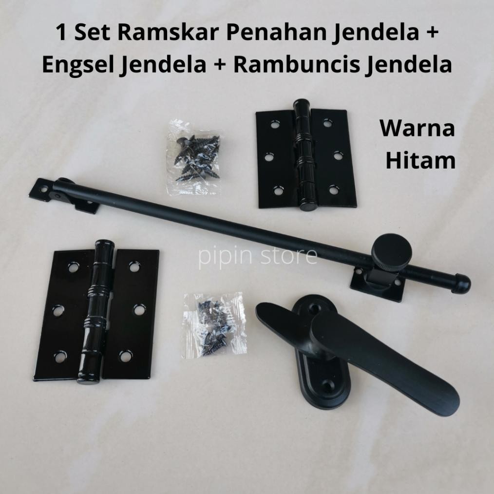 Jual Paket Ramskar Lamskar Hak Angin Jendela Hitam 25 cm + Engsel ...