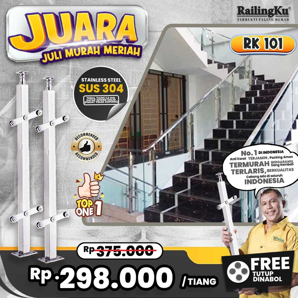 Jual Railing Tangga kaca Minimalis Tiang Railingku [JUARA] RK 101 ...