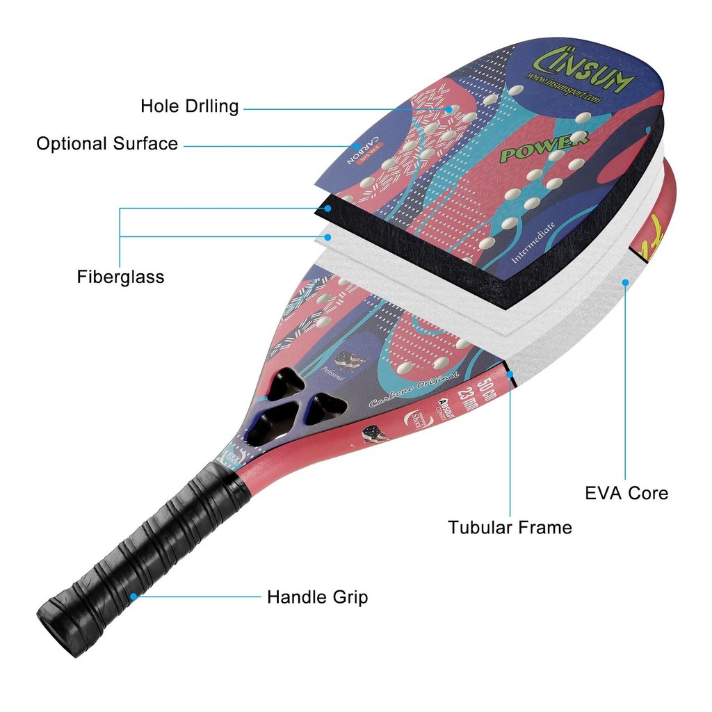 Jual Insum Beach Tennis Racket Surface Frosted Treatment With Precision ...