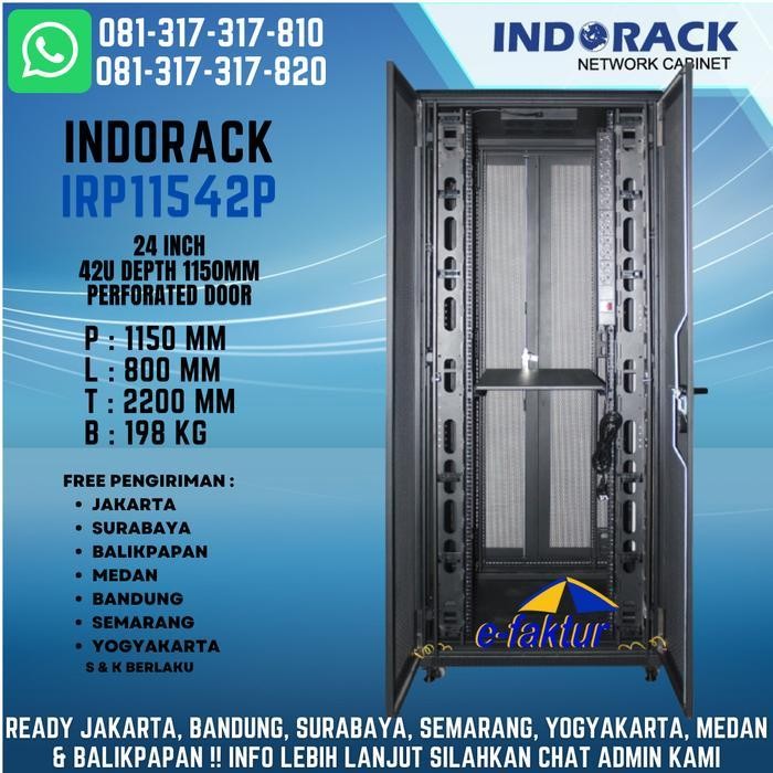Jual Indorack Close Rack 24 Inch 42U Depth 1150Mm - Rack Server 42U 24 ...