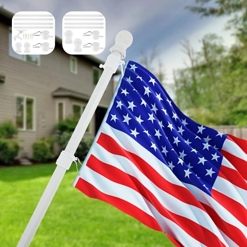 Jual 6Ft Flag Pole Kit Stainless Steel Heavy Duty Rotating Flag With ...
