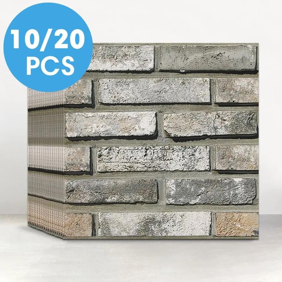Jual 10Pcs/20Pcs 3D Faux Brick Peel And Stick Wall Panels, Waterproof ...