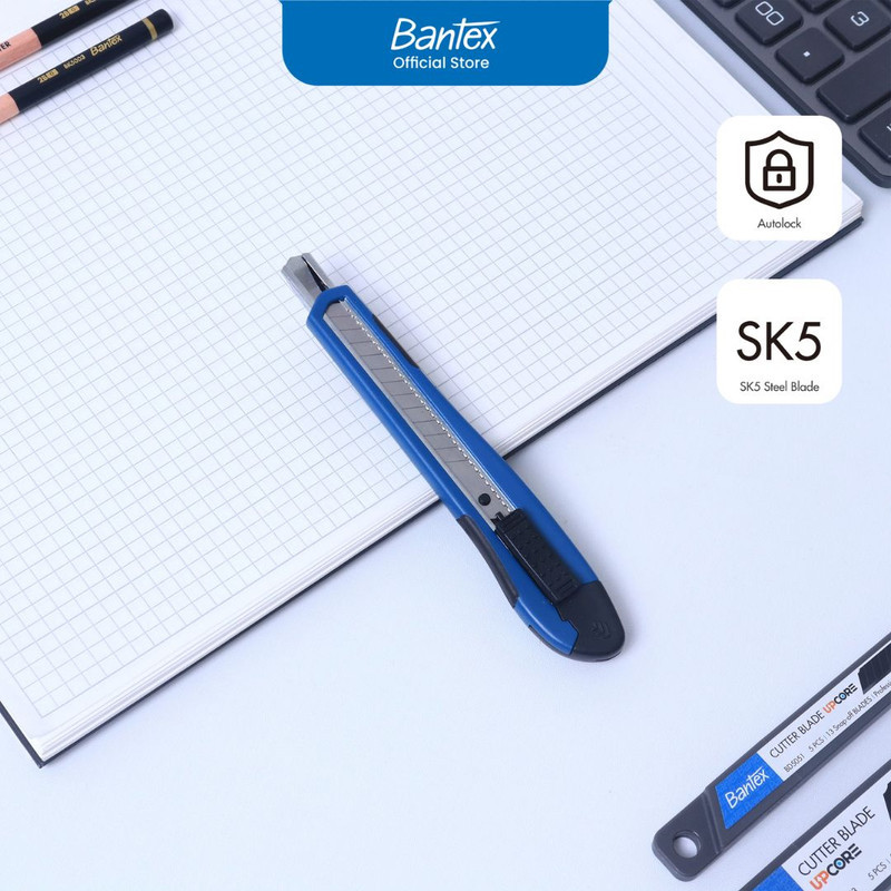 Bantex Cutter Pemotong Kertas Pisau Baja SK5 AutoLock Ukuran Kecil BD5101
