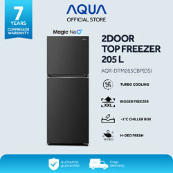 AQUA Elektronik AQR-DTM265CBP(DS) Kulkas 2 Door 205L - Turbo cooling - Dark Silver