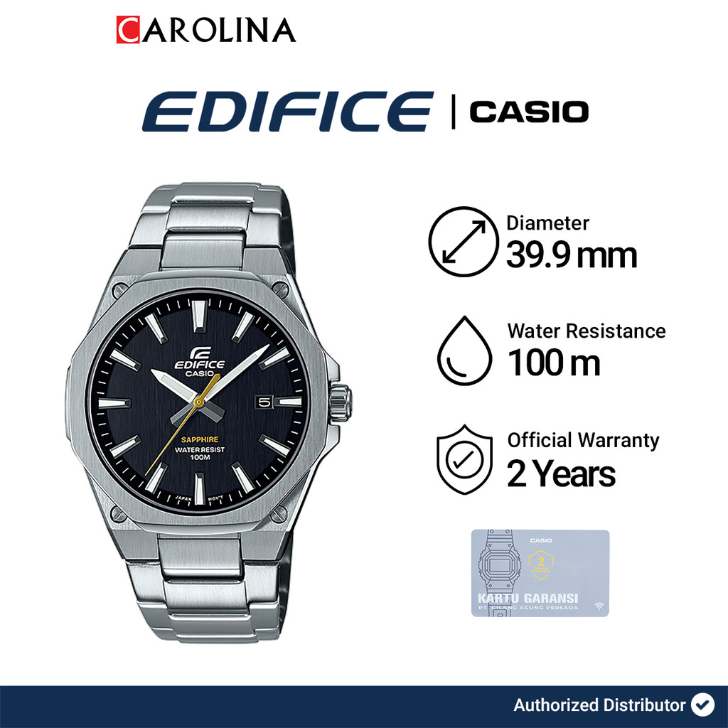 Jam Tangan Casio Pria EDIFICE EFR-S108D-1A Black Dial Stainless Steel Band