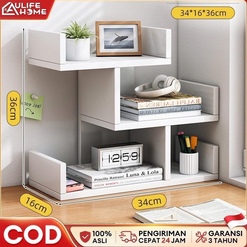 Jual Rak Buku Kayu Meja Mini Rak Susun Serbaguna Rak Desktop Storage ...