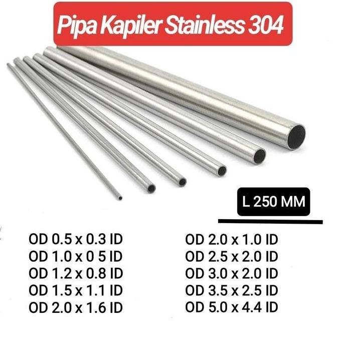 Jual Pipa Kapiler Stainless 304 OD 0,5mm 1mm 1,5mm 2,5mm 3,5mm L 250 MM ...