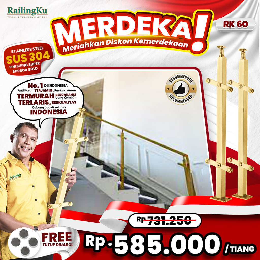 Jual Railing Tangga Stainless Gold Edition Tiang Railingku [MERDEKA] RK ...