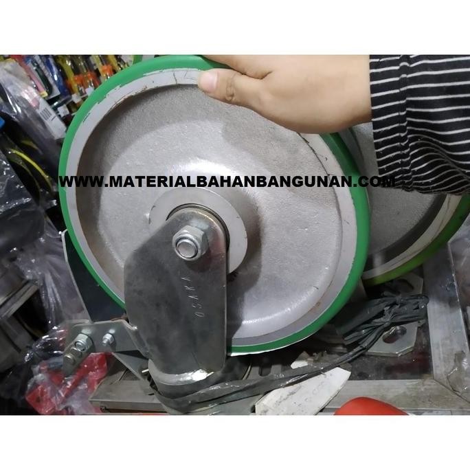 Jual Roda Pu 10 Inch Roda Hidup Rem Heavy Duty Pelek Besi Hijau ...