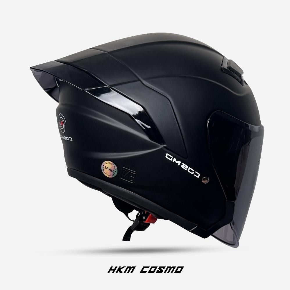 Jual New - Helm Half Face MLA COSMO | Grey Glosy Kaca Hitam | Helm ...