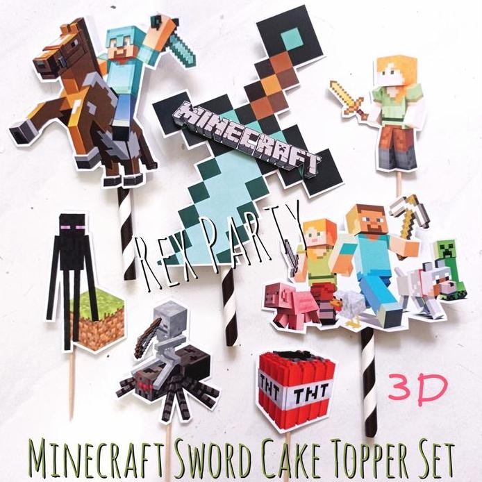 Jual Minecraft Sword 3D Cake Topper/Cake Topper Minecraft Sword ...