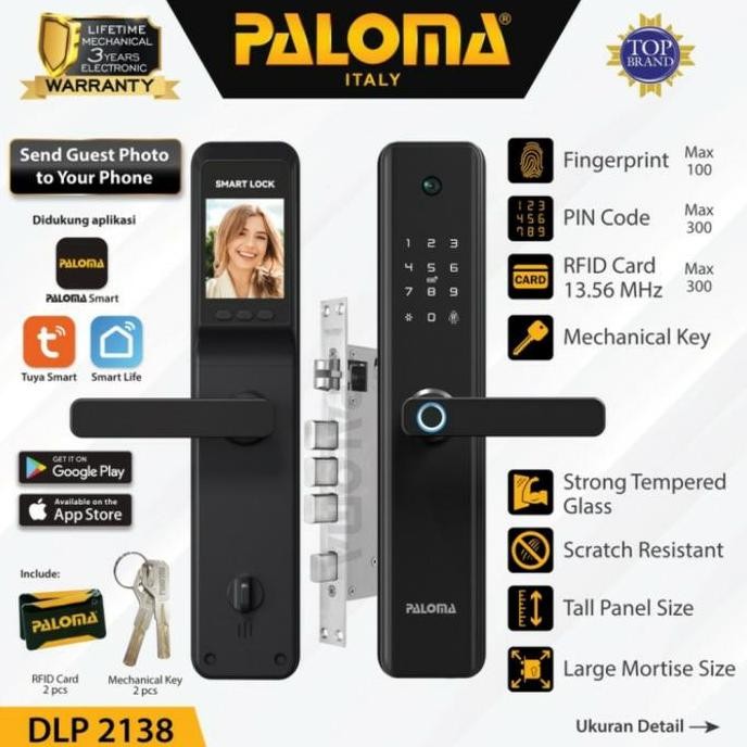 Jual Digital Lock Paloma Dlp 2138 Smart Home Camera Viewer Handle Pintu ...