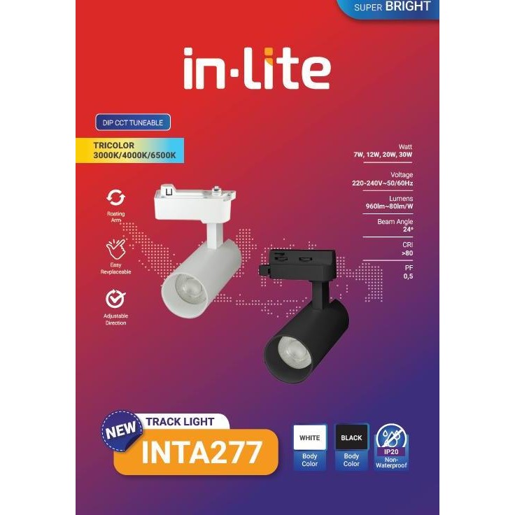 Jual BEBAS ONGKIR - INLITE - Lampu Sorot INTA277 CCT TRI COLOR 3 WARNA ...