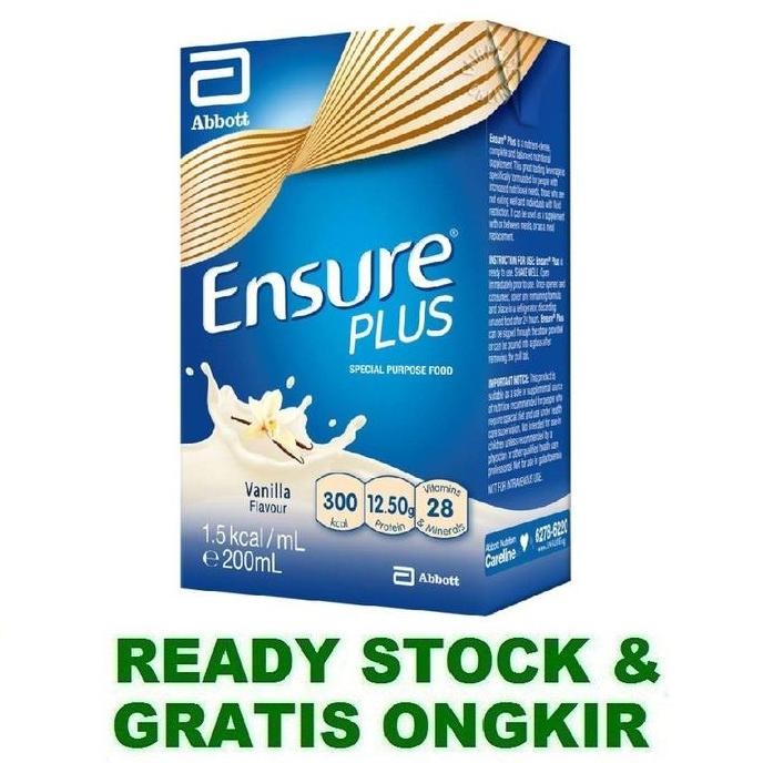 Jual SUSU Abbott Ensure Plus Packet Milk - Vanilla 200ml | Shopee Indonesia