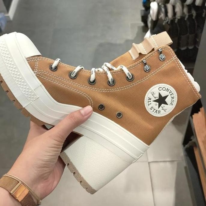 Jual Sepatu Converse Chuck De Luxe Heel Grid Tan Original (Best Quality ...