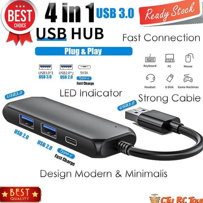 Jual USB 3.0 Hub 4 in 1 Easy Fast Connection Plug & Play USB Extension ...